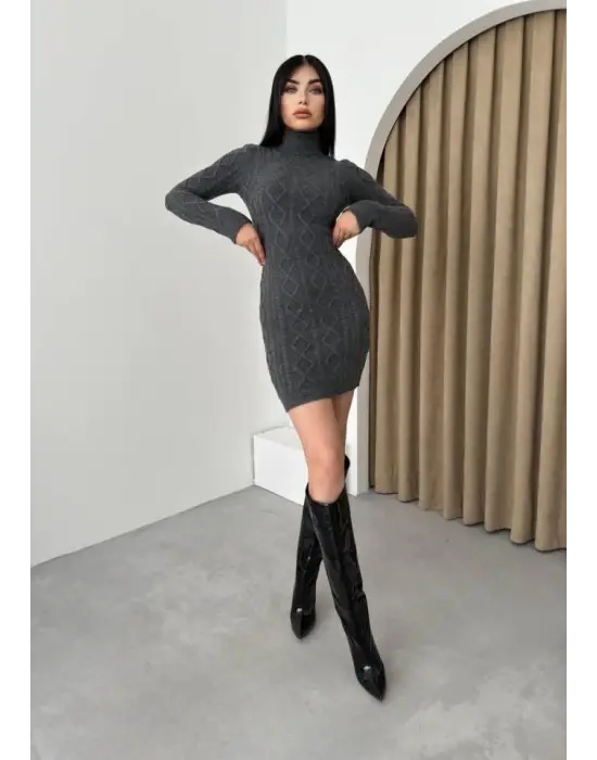 Omarı Boğaz Detaylı Şık Mini Elbise