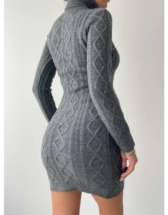 Omarı Boğaz Detaylı Şık Mini Elbise