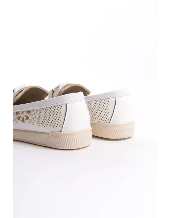 Çiçek Desenli Bayan Babet Ayakkabı