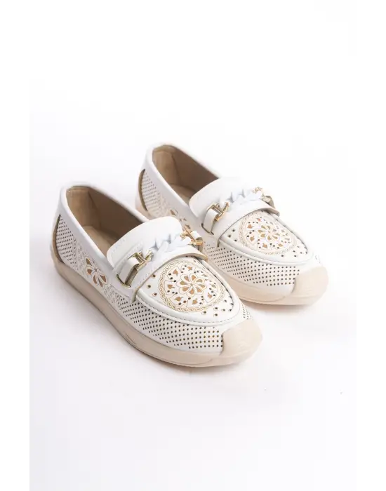 Çiçek Desenli Bayan Babet Ayakkabı