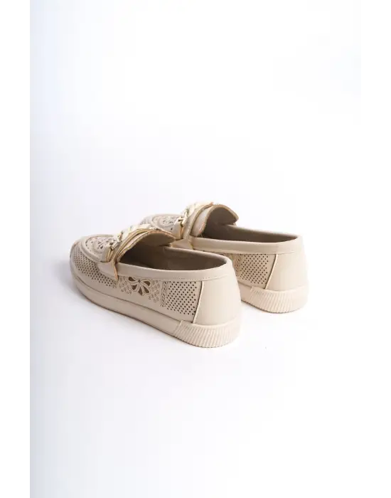 Çiçek Desenli Bayan Babet Ayakkabı