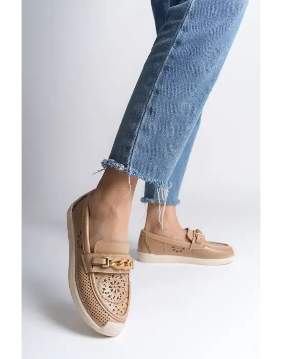 Çiçek Desenli Bayan Babet Ayakkabı