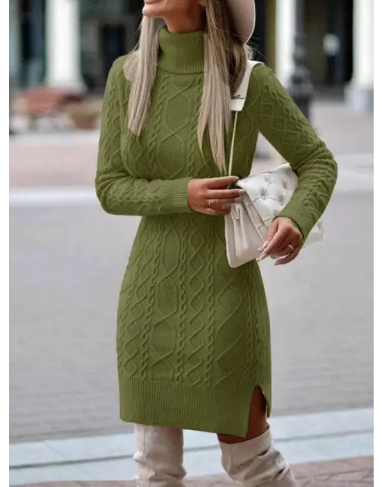 Loren Yünlü Motifli Midi Boy Triko Elbise