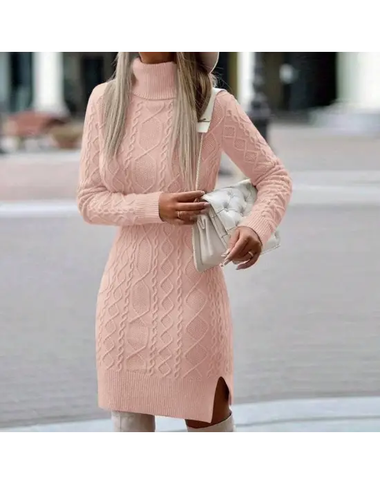 Loren Yünlü Motifli Midi Boy Triko Elbise