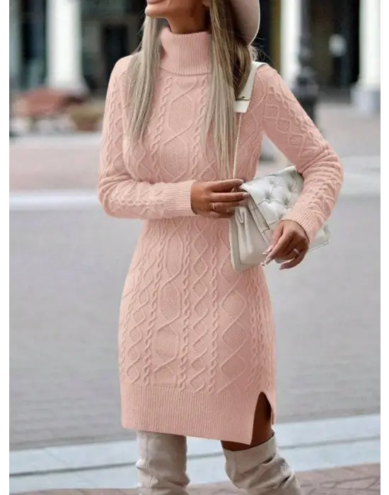 Loren Yünlü Motifli Midi Boy Triko Elbise