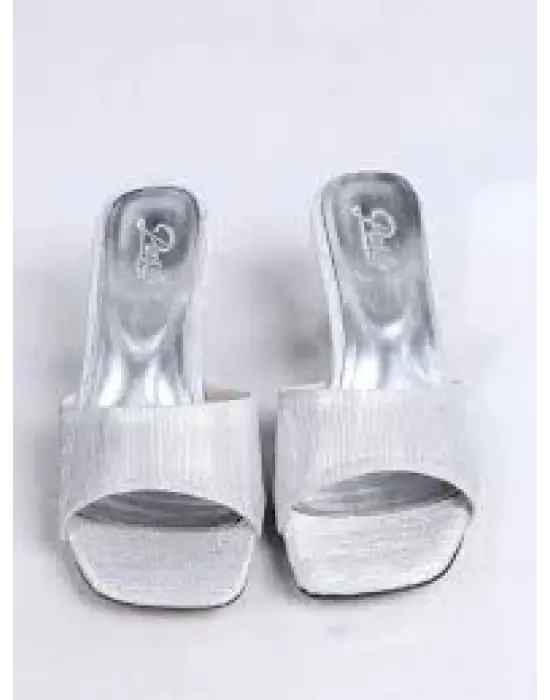 Luart Gümüş Simli Topuklu Terlik