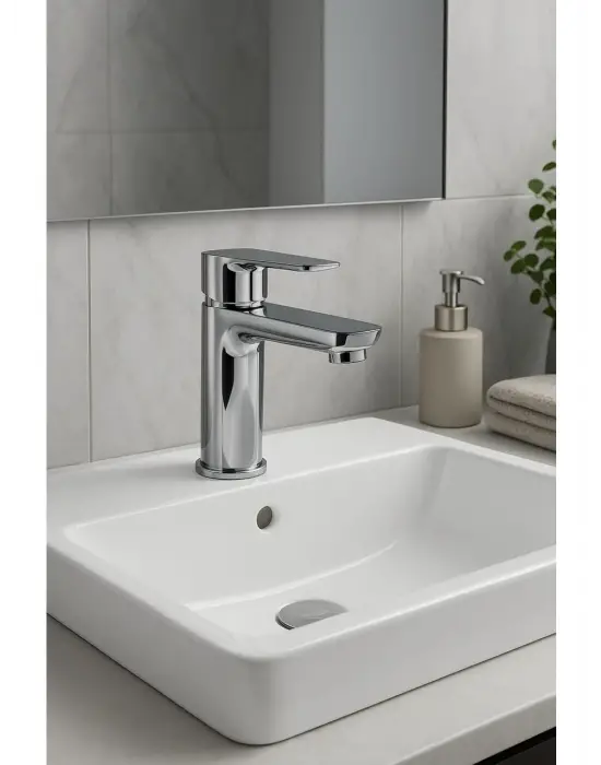 Lüks Sabit Lavabo Bataryası Tek Kollu Musluk – Su Tasarruflu Banyo & Mutfak Uyumlu