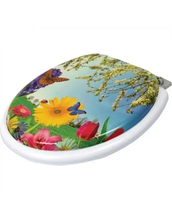 Lüks Yumuşak Süngerli Desenli Pufidik Klozet Kapağı Ekstra Kalın Süngerli