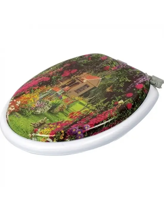 Lüks Yumuşak Süngerli Desenli Pufidik Klozet Kapağı Ekstra Kalın Süngerli