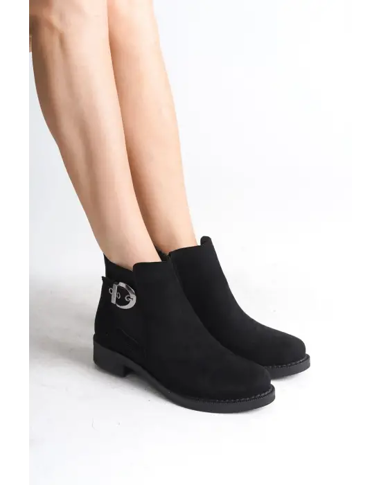 Şık Fermuarlı Rahat Tabanlı Süet Bot