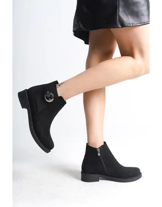 Şık Fermuarlı Rahat Tabanlı Süet Bot