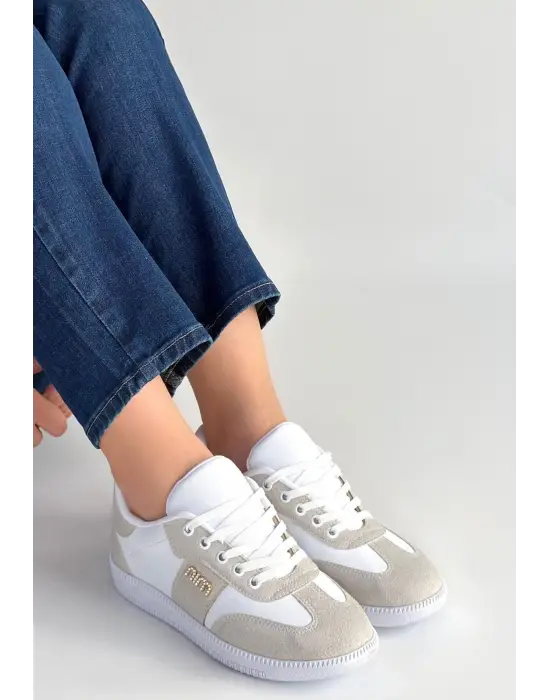 Lunga Beyaz Cilt Bağcıklı Spor Ayakkabı