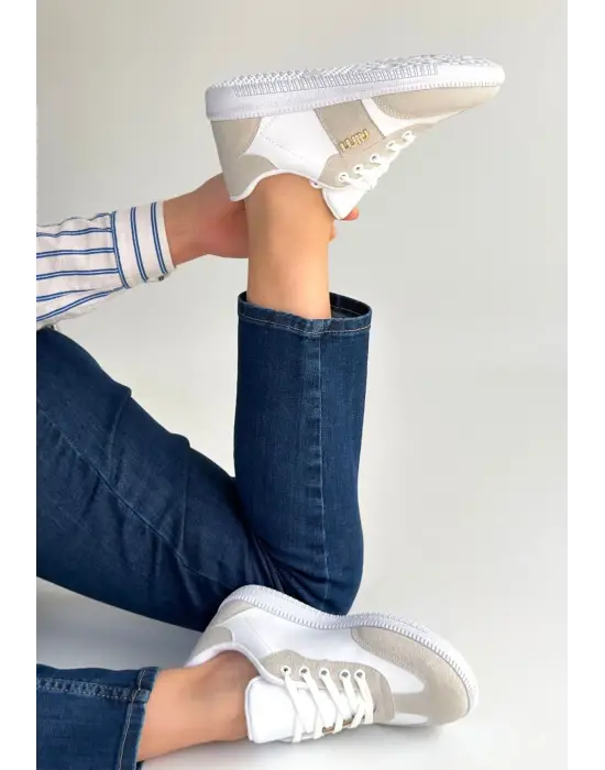 Lunga Beyaz Cilt Bağcıklı Spor Ayakkabı