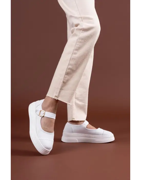 Lunni Beyaz Keten Spor Ayakkabı