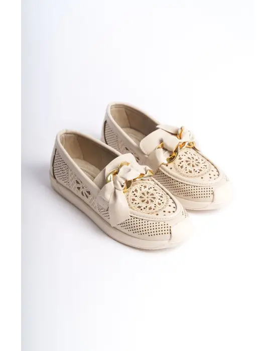 Çiçek Desenli Bayan Babet Ayakkabı