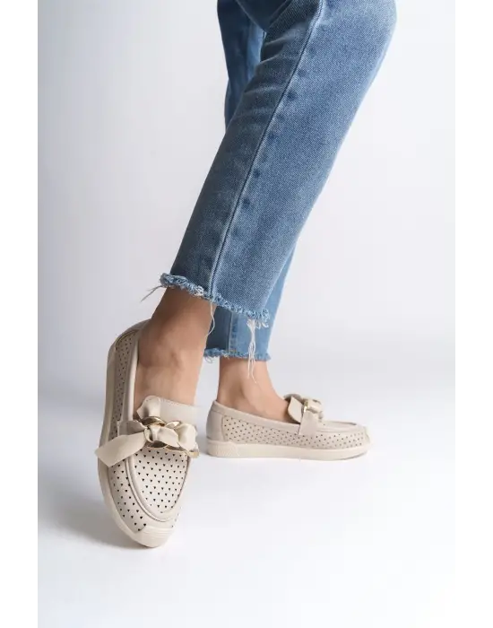 Şık Kalp Desenli Bayan Babet Ayakkabı