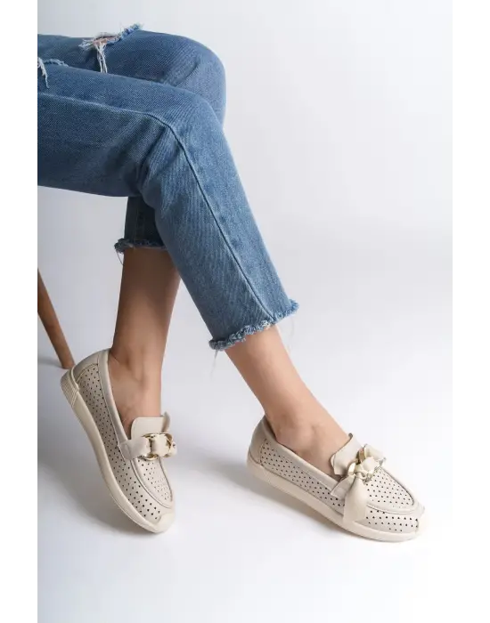 Şık Kalp Desenli Bayan Babet Ayakkabı