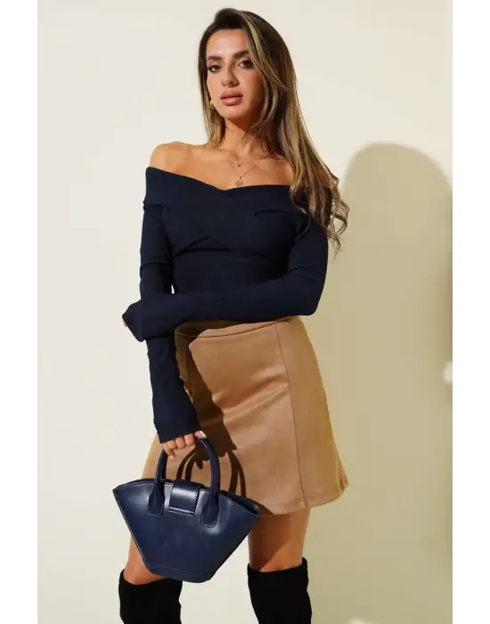 Madonna Çapraz Yaka Bluz Lacivert  