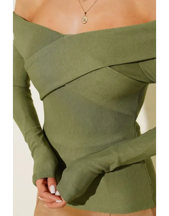 Madonna Çapraz Yaka Bluz Yeşil t4331