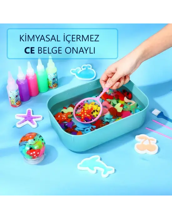 Magic Water Elf Aqua Gel Sihirli su oyuncak seti 5 renk jel şişe 6 kalıp