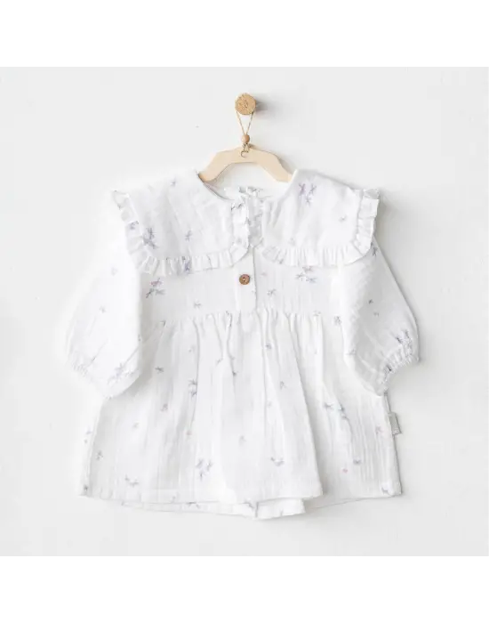 Magical Butterfly Müslin Bebek Elbise White