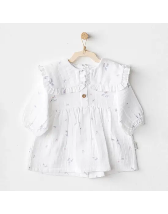 Magical Butterfly Müslin Bebek Elbise White