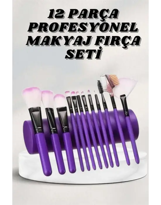 Makyaj Fırçası 12 Parça Set Yumuşak Uçlu Göz Makyajına Uygun Hafif Ve Taşınabilir Çanta