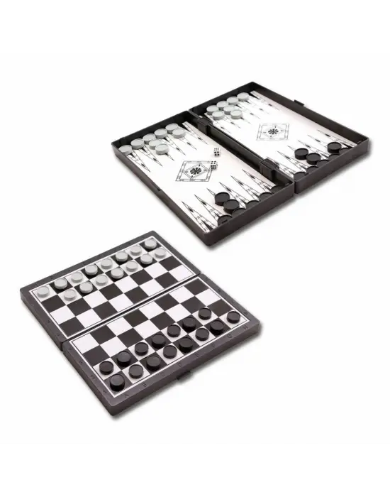 Omarı Manyetik Satranç ve Tavla Seti - Eğlenceli 2si 1 Arada Oyun