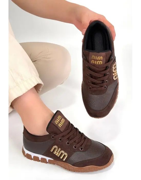 Marje Kahverengi Cilt Bağcıklı Spor Ayakkabı