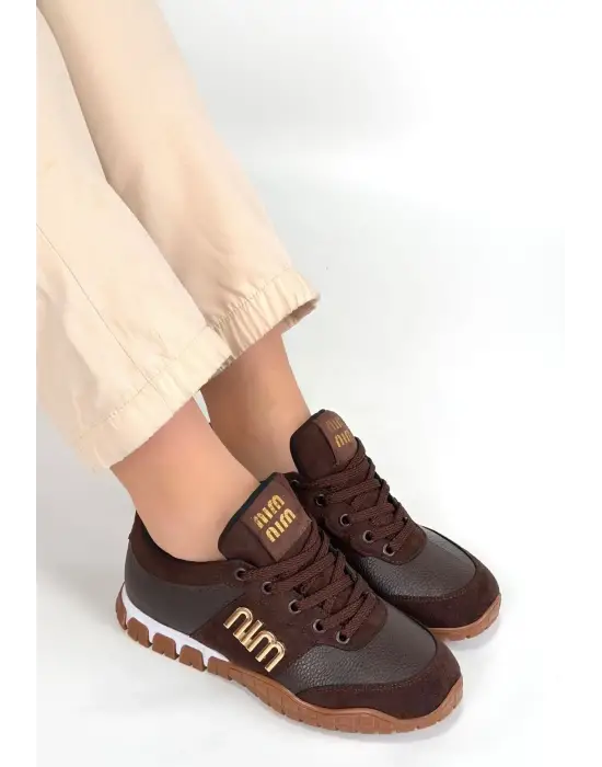 Marje Kahverengi Cilt Bağcıklı Spor Ayakkabı
