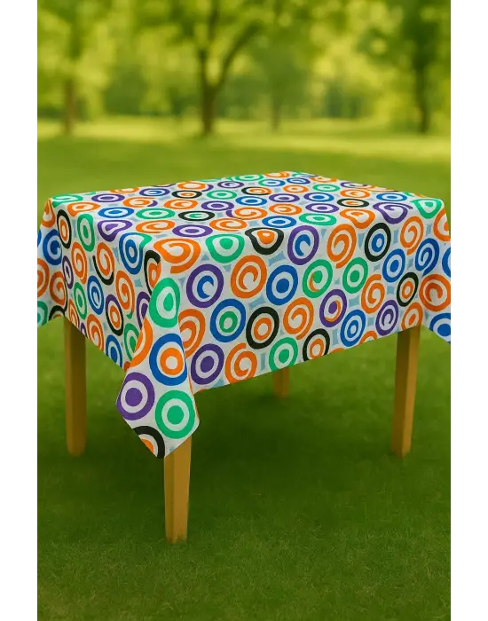 Masa Örtüsü & Piknik Örtsü -Raşel Kumaş 120 cm X 160 cm -Çok Renkli Desenli