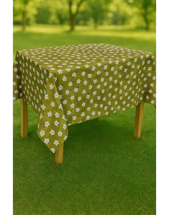 Masa Örtüsü & Piknik Örtsü -Raşel Kumaş 120 cm X 160 cm -Papatya Desenli