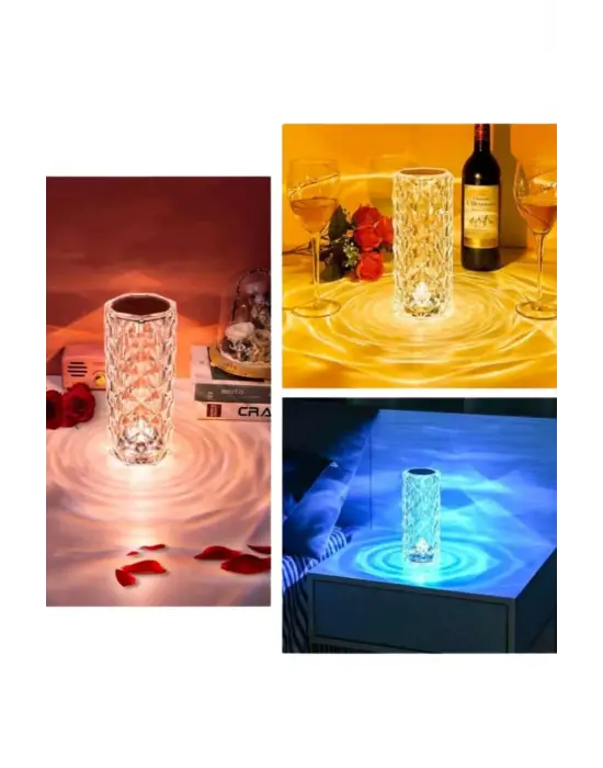 Masa Ve Gece Lambası Şık Ve Dayanıklı Sensörlü Şarjlı Kristal Lamba