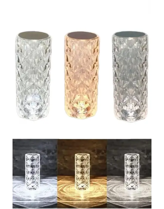 Masa Ve Gece Lambası Şık Ve Dayanıklı Sensörlü Şarjlı Kristal Lamba