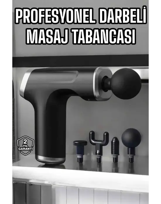 Masaj Tabancası 4 Başlıklı Kas Ve Vücut Ağrıları İçin Şarjlı Darbeli