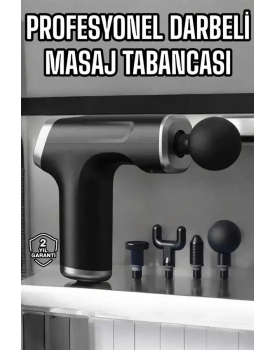 Masaj Tabancası 4 Başlıklı Kas Ve Vücut Ağrıları İçin Şarjlı Darbeli