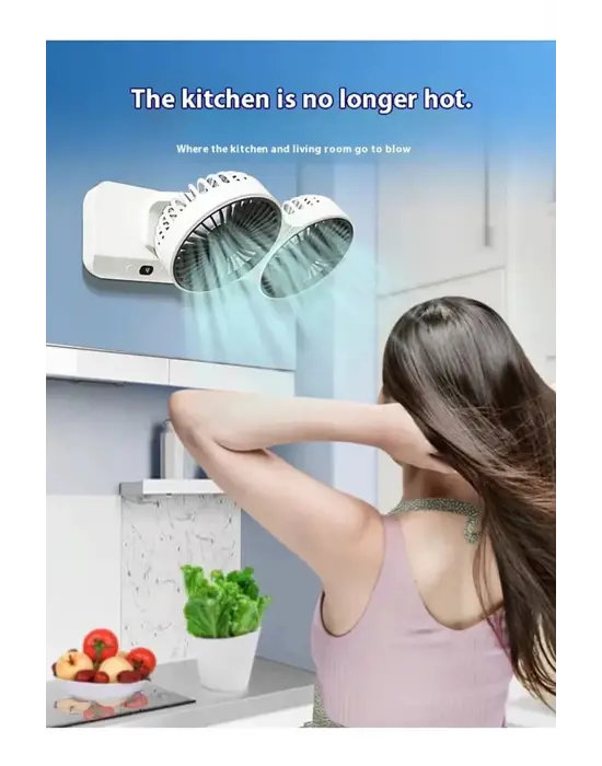 Masaüstü Dijital Ekranlı Çift Fanlı Led Işıklı Soğutucu Fan Ev Ofis Şarjlı Vantilatör