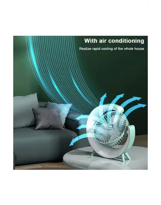 Masaüstü Vantilatör Usb Şarjlı Rgb Led Işıklı 3 Kademeli 180° Ayarlanabilir Soğutucu Fan Pembe