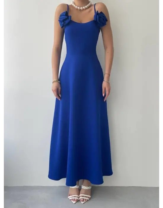 Omarı Zarif Gül İp Askılı Elbise