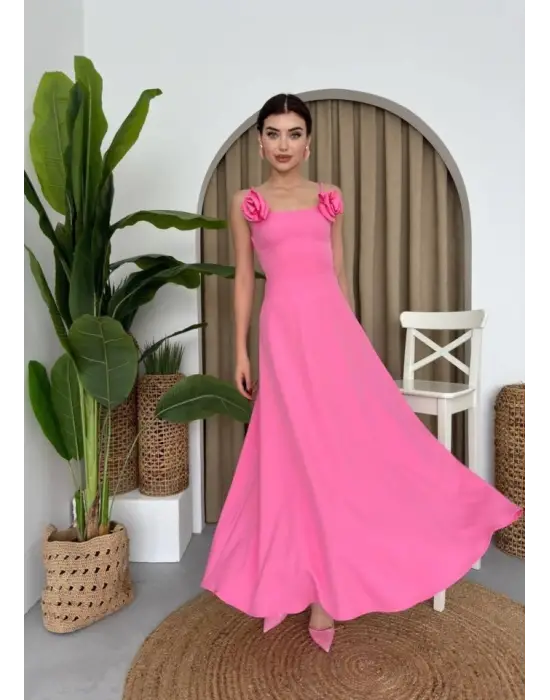 Matilda Gül İp Askılı Elbise