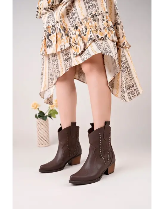 Matin Acı Kahve Cilt Topuklu Bot