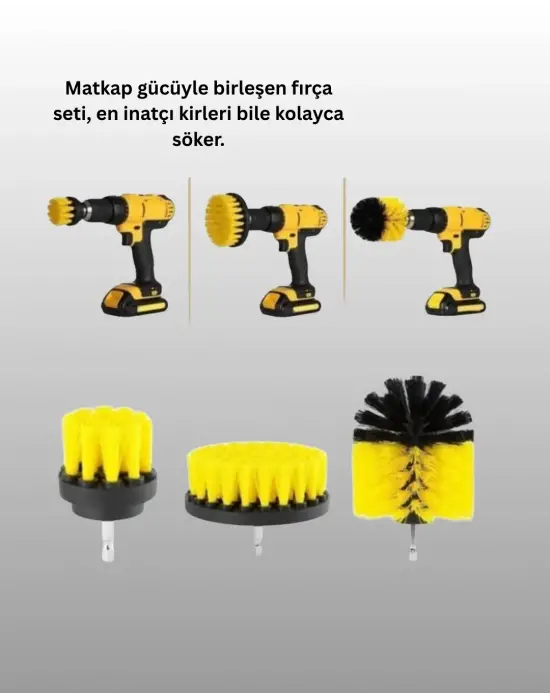 Matkap Ucu Temizlik Fırçası Seti Banyo Fayans Zemin İçin
