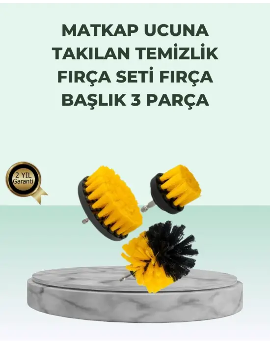 Matkap Uyumlu Temizlik Fırçası Seti 3’lü Çok Amaçlı