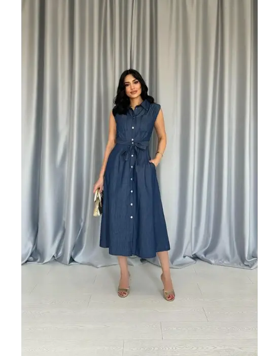 Mavi Benorra Çıtçıtlı Elbise