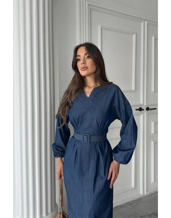 Mavi Benorra Uzun Kollu Elbise