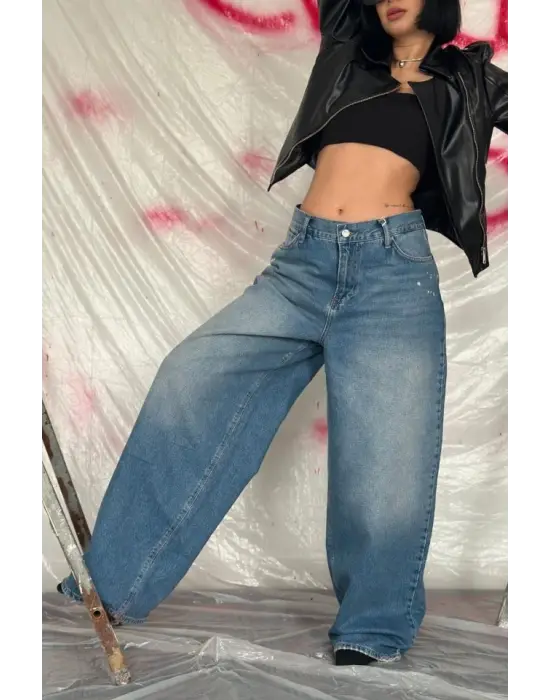 Mavi Geniş Paça Jeans Pantolon