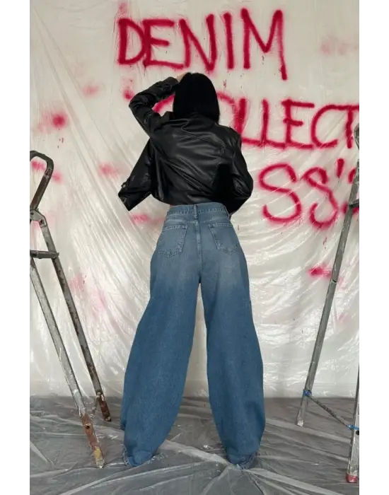 Mavi Geniş Paça Jeans Pantolon