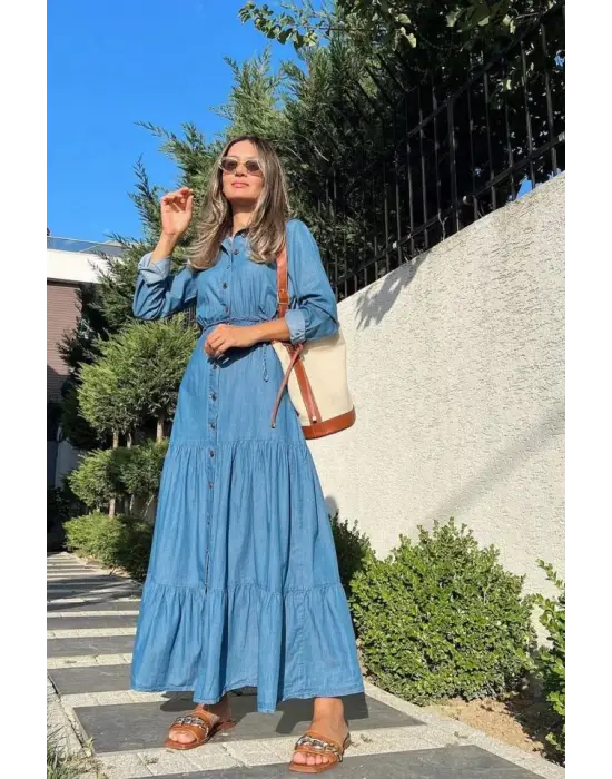 Mavi Gömlek Elbise