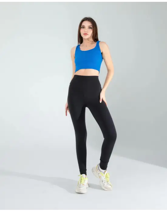 Omarı Mavi Kalın Askılı Crop Üst - Trendsetter Stiliyle!