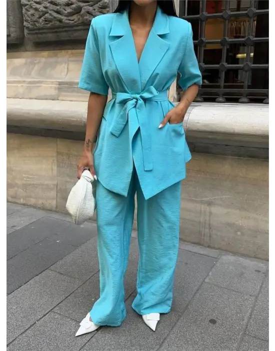 Omarı Şık Ceket ve Pantolon Takımı - Mavi